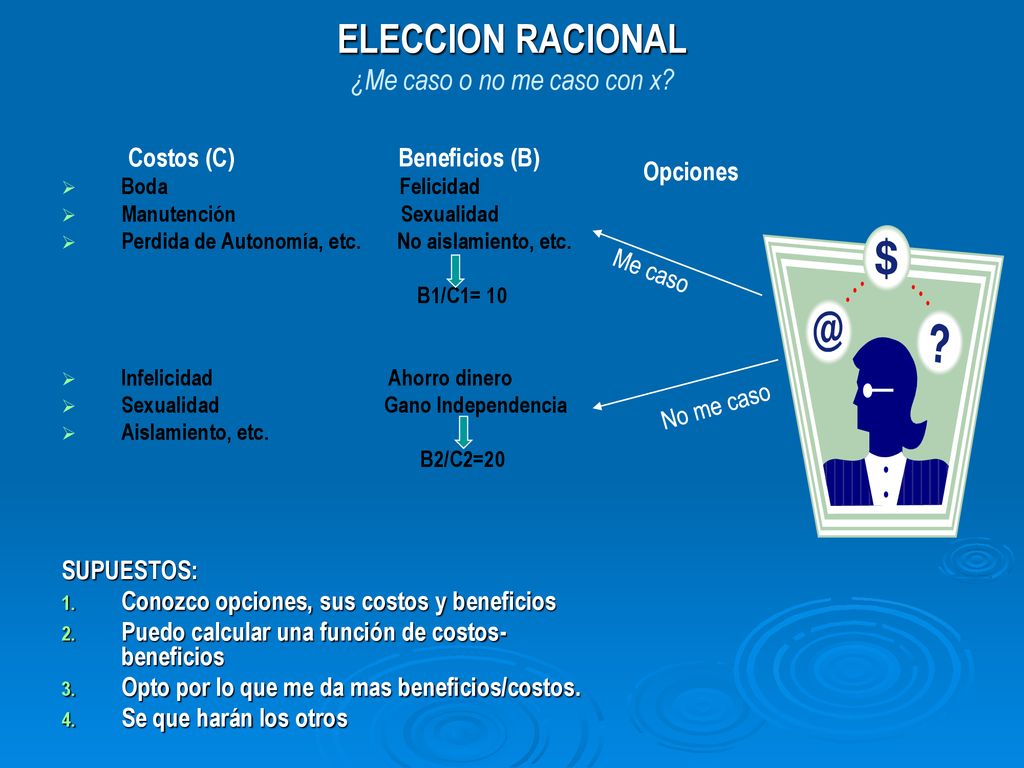 ELECCION RACIONAL ¿Me caso o no me caso con x