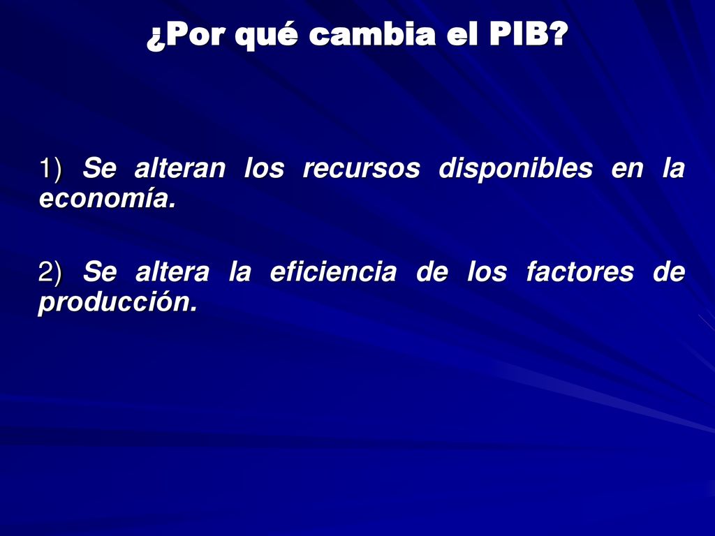 ¿Por qué cambia el PIB. 1) Se alteran los recursos disponibles en la economía.