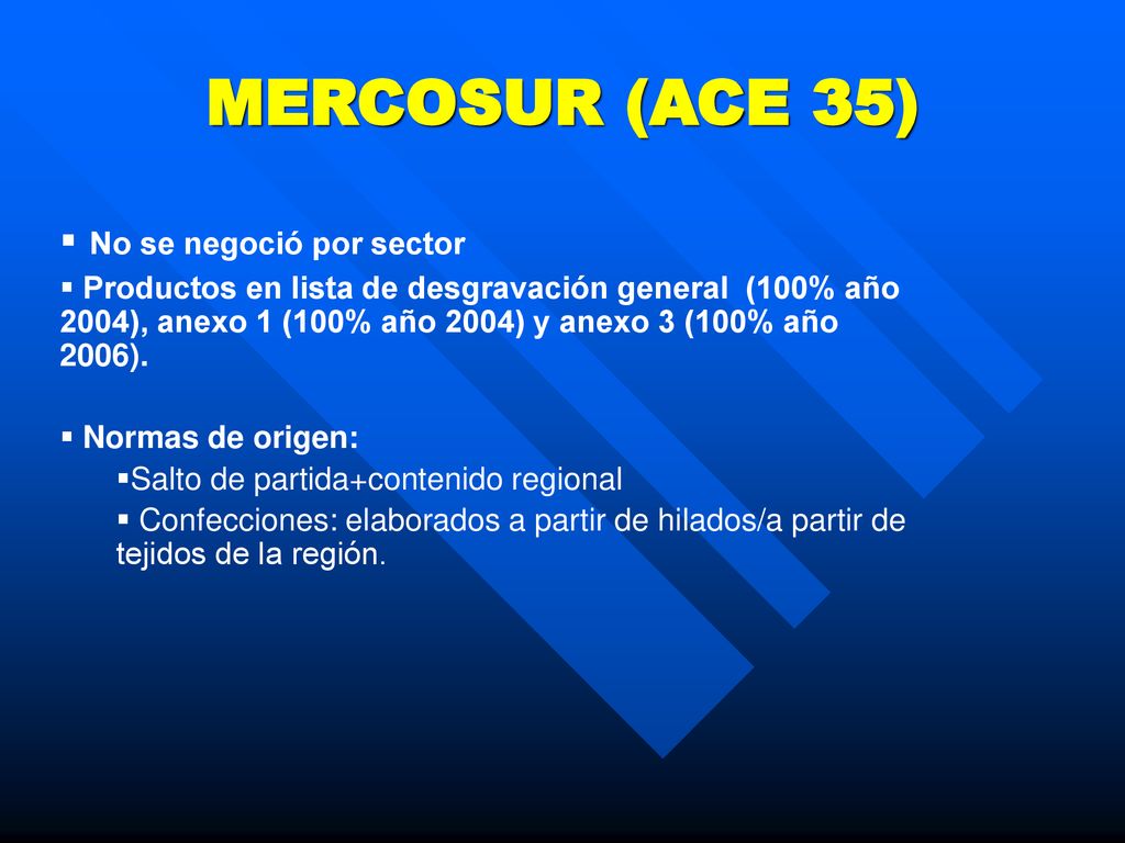 MERCOSUR (ACE 35) No se negoció por sector