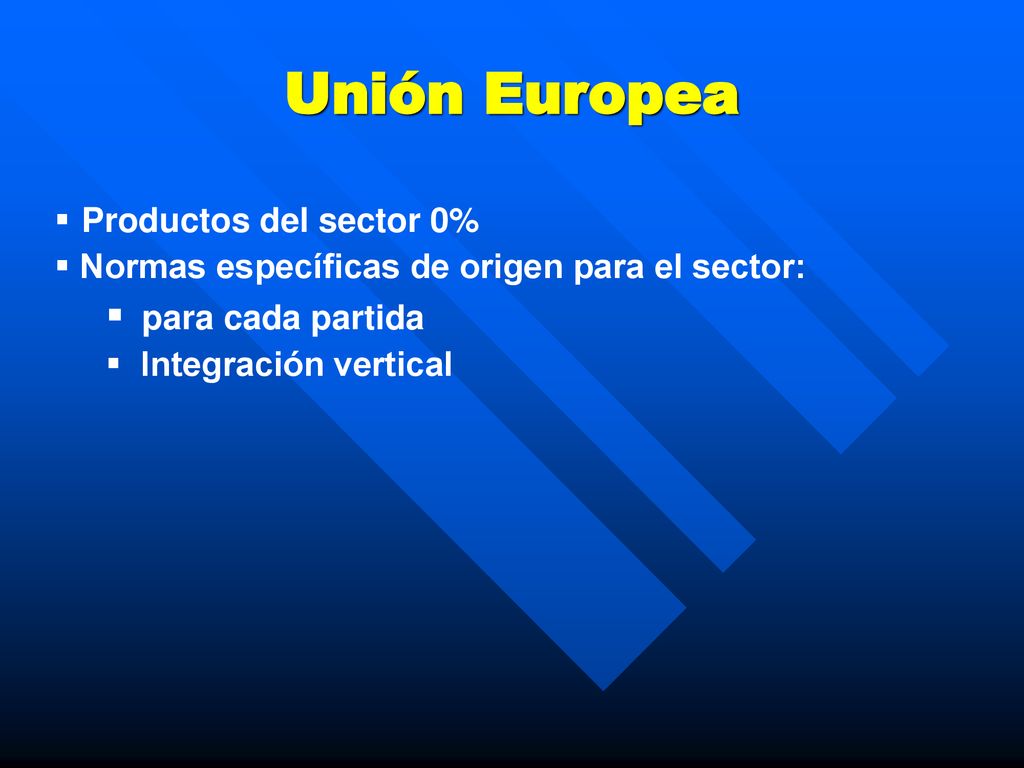 Unión Europea para cada partida Productos del sector 0%