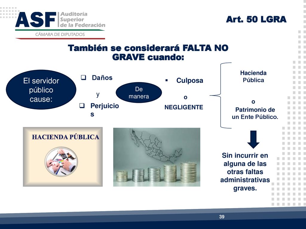 Art. 50 LGRA También se considerará FALTA NO GRAVE cuando: