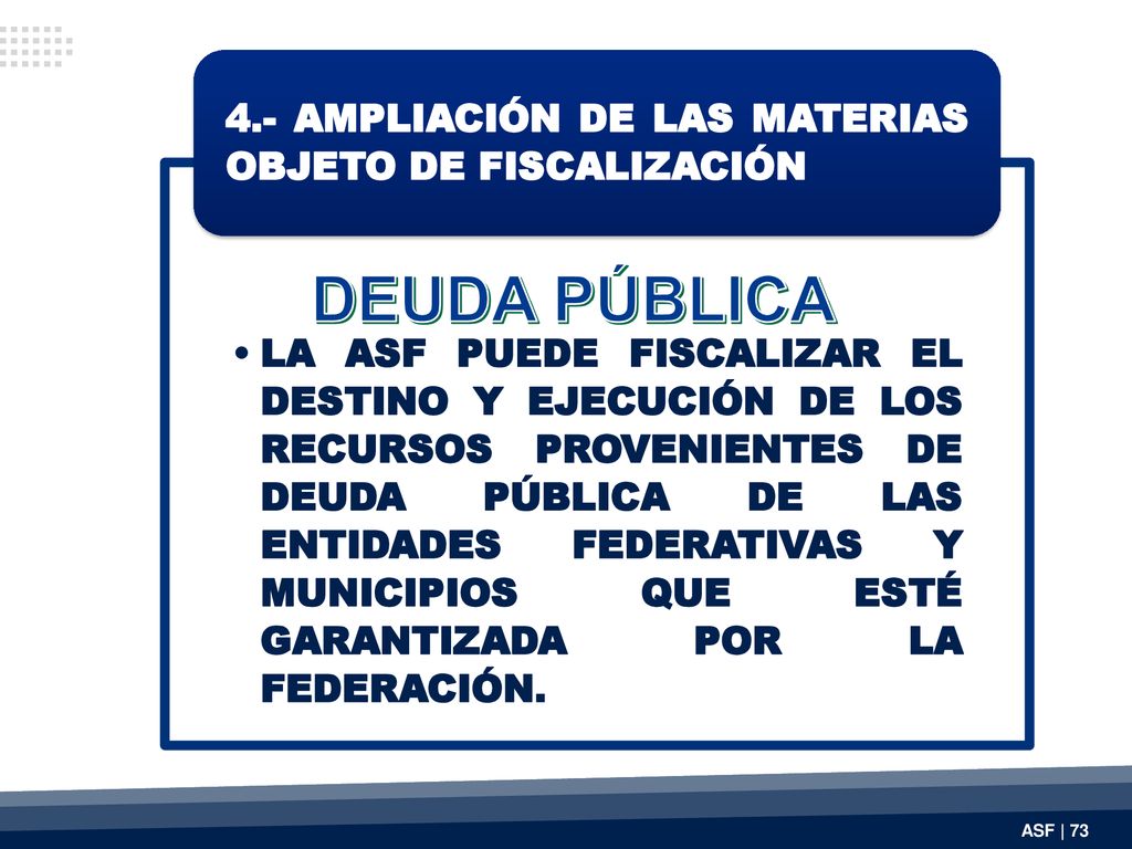DEUDA PÚBLICA 4.- AMPLIACIÓN DE LAS MATERIAS OBJETO DE FISCALIZACIÓN
