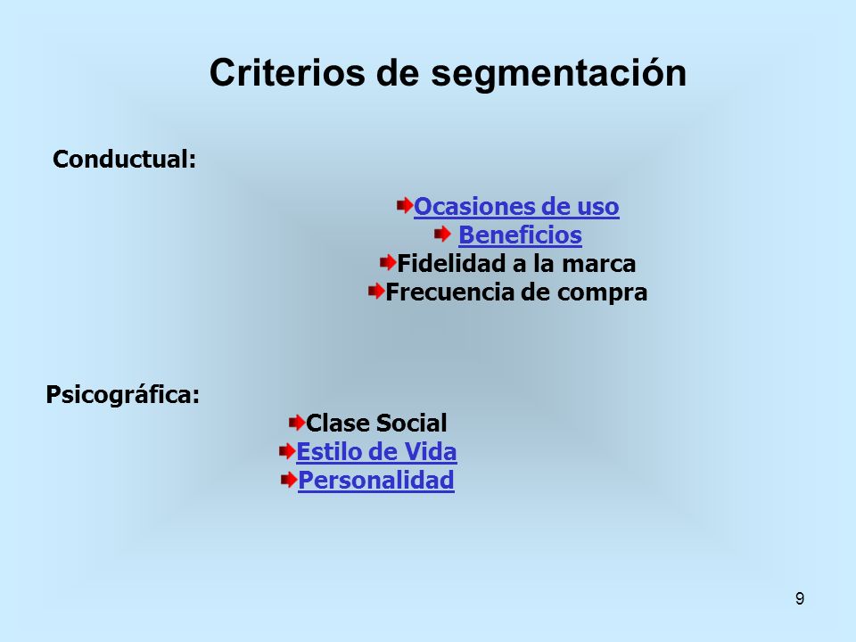 Criterios de segmentación