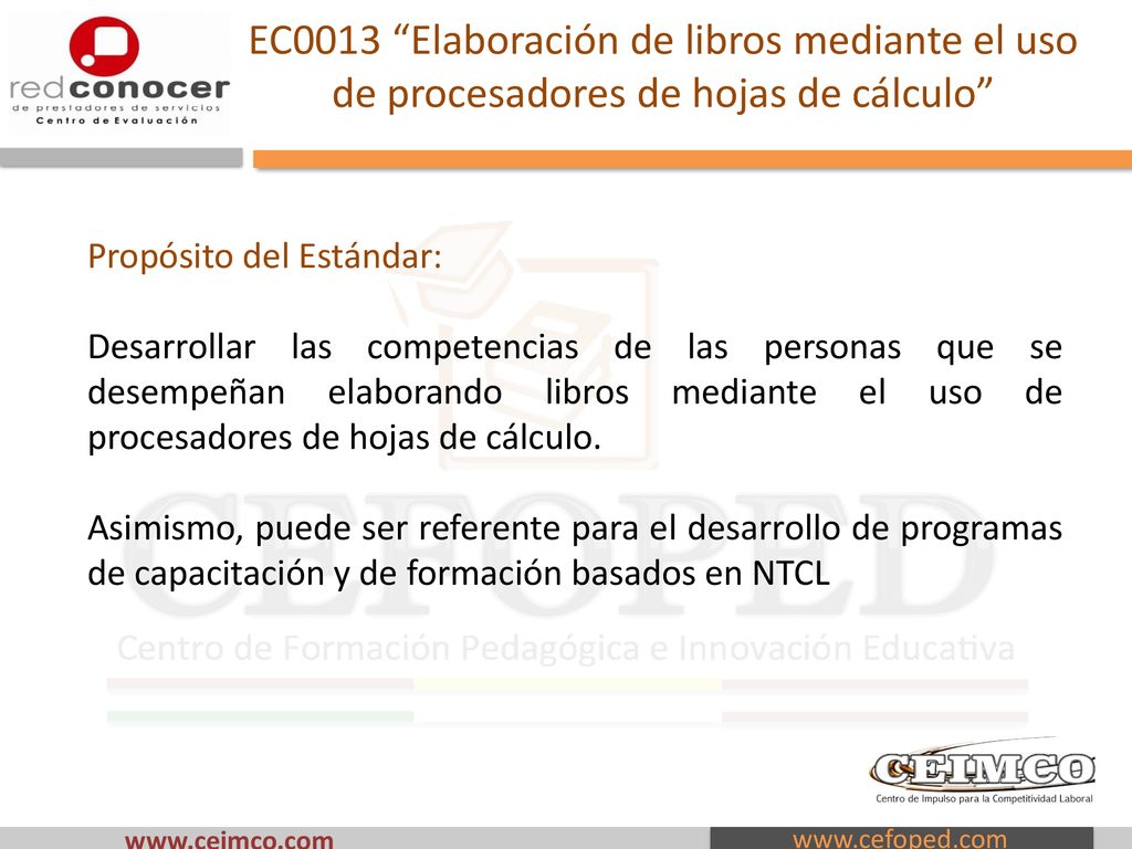 EC0013 Elaboración de libros mediante el uso de procesadores de hojas de cálculo