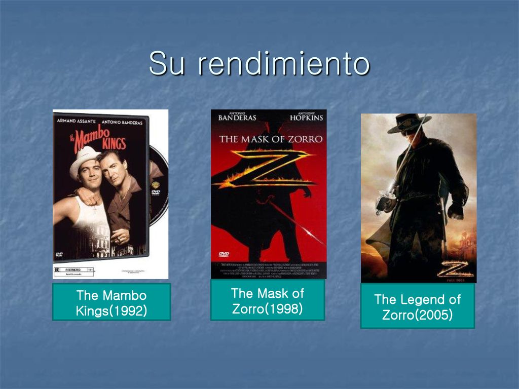 Su rendimiento The Mask of Zorro(1998) The Mambo Kings(1992)