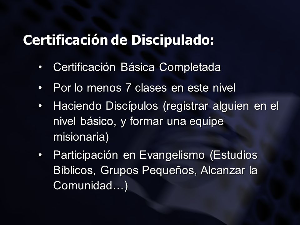 Certificación de Discipulado:
