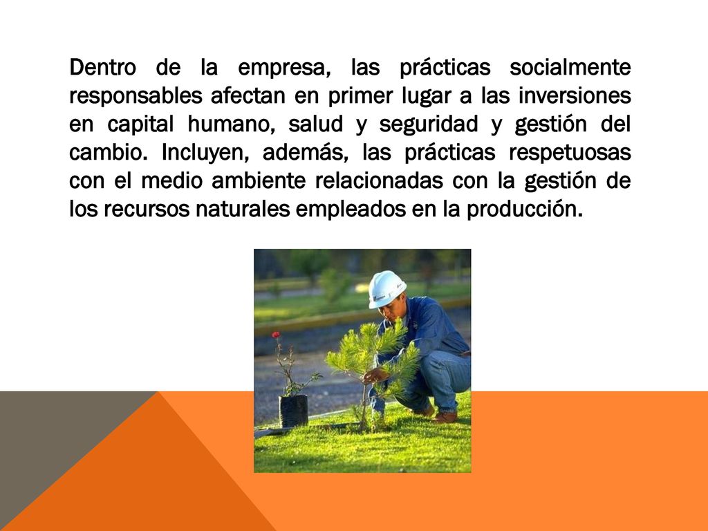 Dentro de la empresa, las prácticas socialmente responsables afectan en primer lugar a las inversiones en capital humano, salud y seguridad y gestión del cambio.