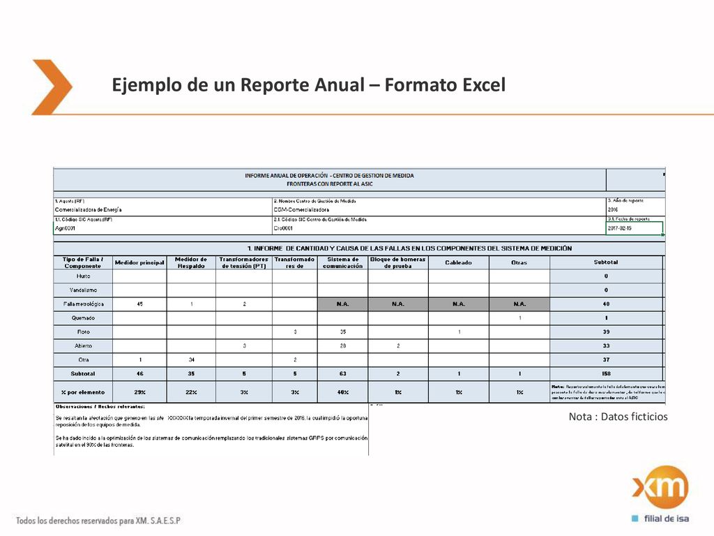 Ejemplo de un Reporte Anual – Formato Excel