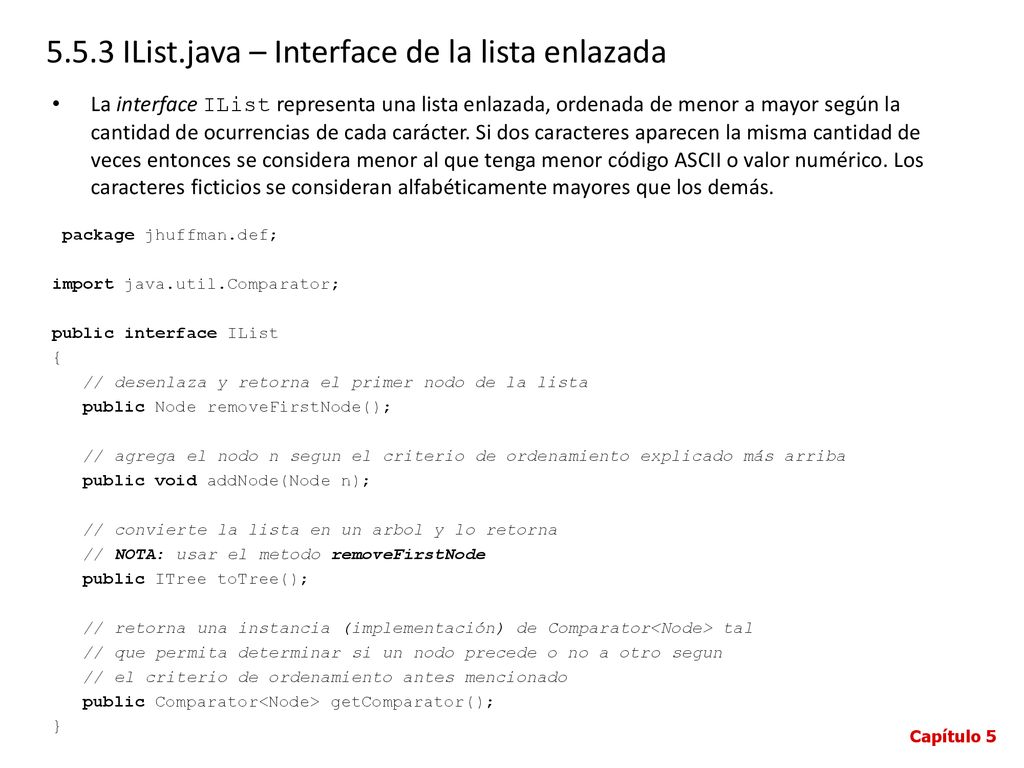 5.5.3 IList.java – Interface de la lista enlazada