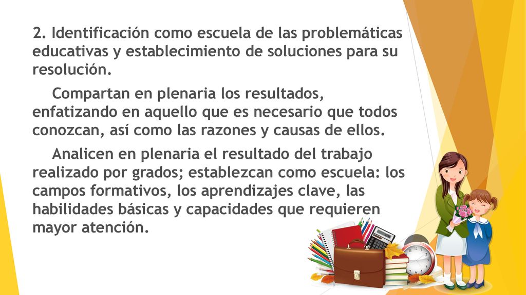 2. Identificación como escuela de las problemáticas educativas y establecimiento de soluciones para su resolución.