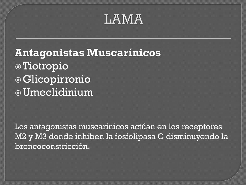 LAMA Antagonistas Muscarínicos Tiotropio Glicopirronio Umeclidinium