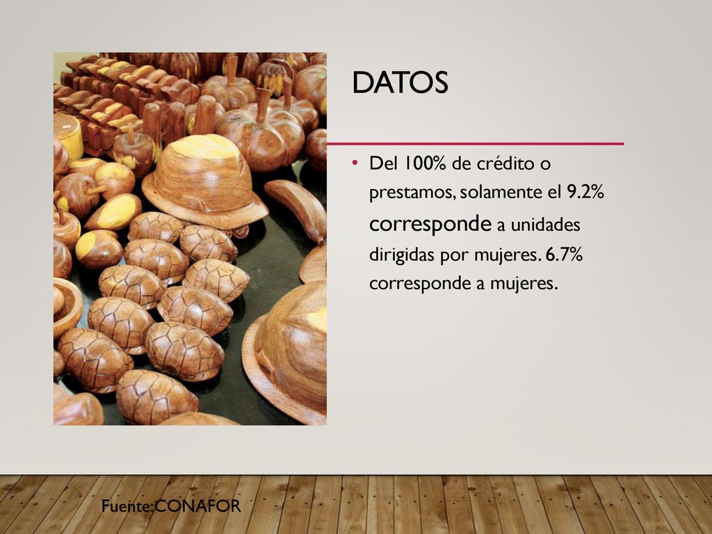 Datos Del 100% de crédito o prestamos, solamente el 9.2% corresponde a unidades dirigidas por mujeres. 6.7% corresponde a mujeres.