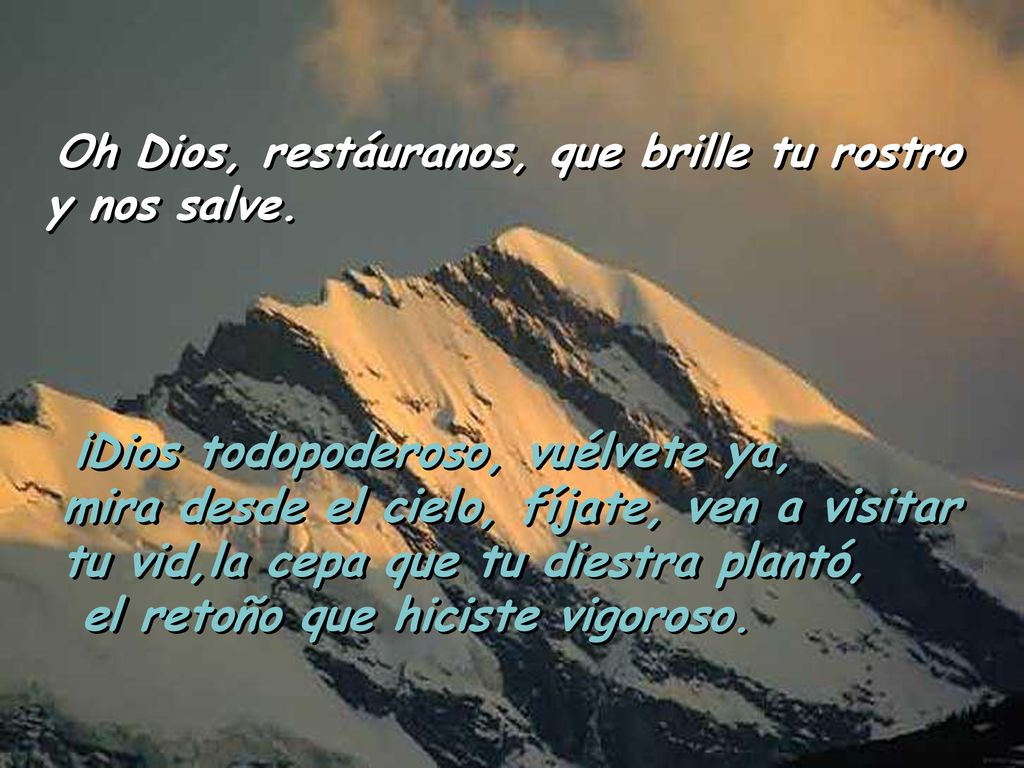 Oh Dios, restáuranos, que brille tu rostro y nos salve.