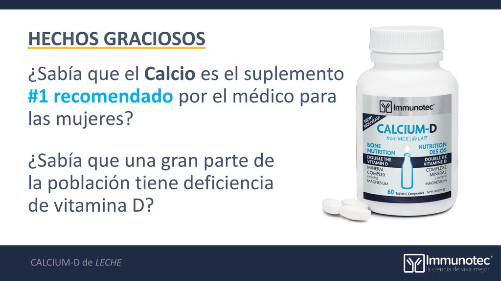 HECHOS GRACIOSOS ¿Sabía que el Calcio es el suplemento #1 recomendado por el médico para las mujeres