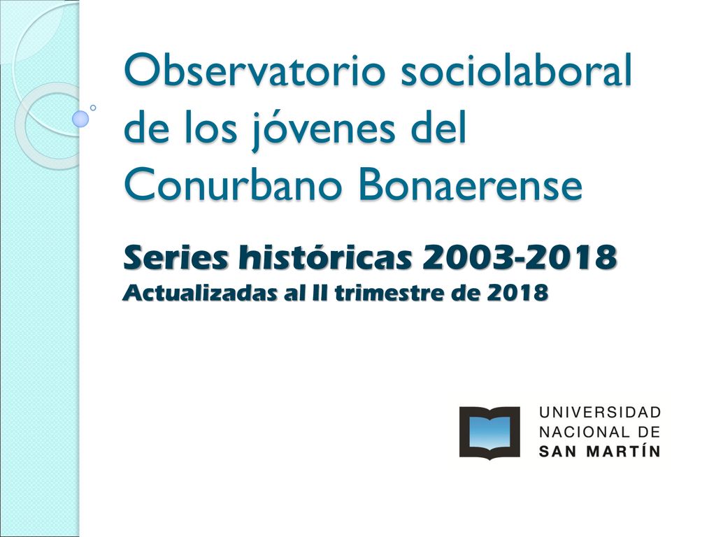 Observatorio sociolaboral de los jóvenes del Conurbano Bonaerense