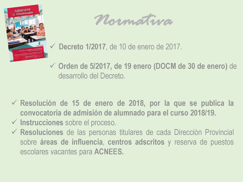 Normativa Decreto 1/2017, de 10 de enero de 2017.