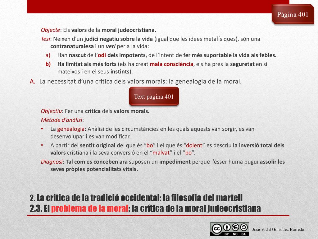 Pàgina 401 Objecte: Els valors de la moral judeocristiana.