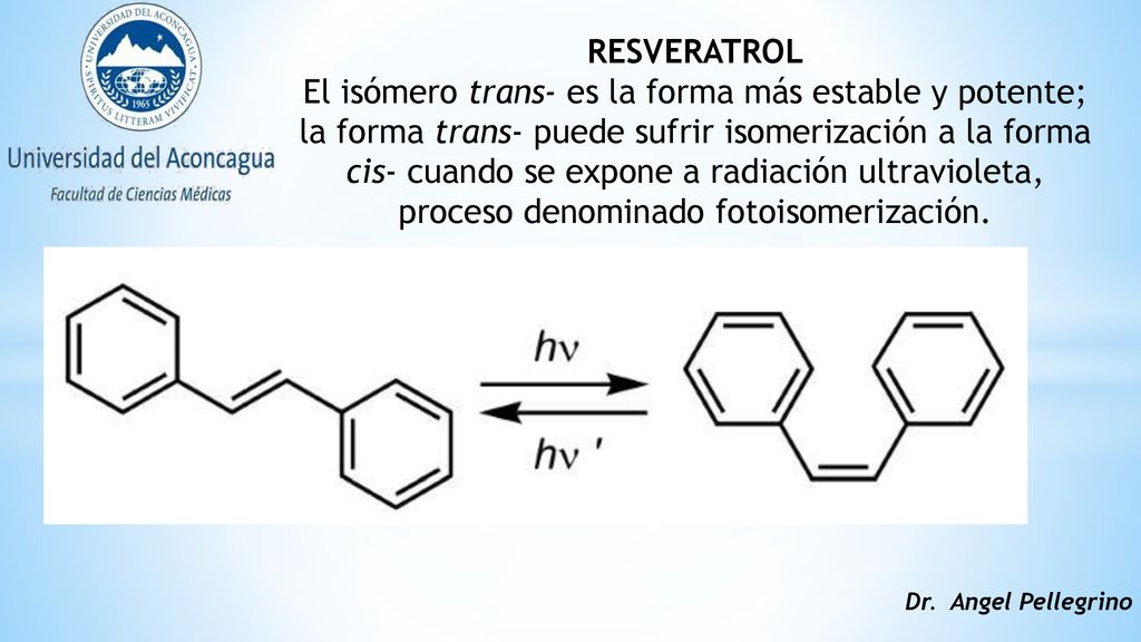 El isómero trans- es la forma más estable y potente;
