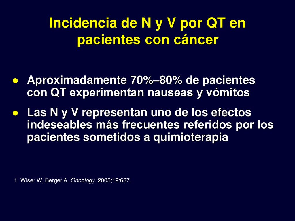 Incidencia de N y V por QT en pacientes con cáncer