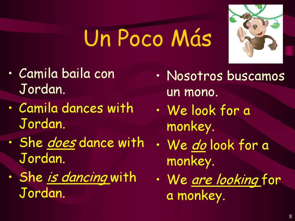 Un Poco Más Camila baila con Jordan. Nosotros buscamos un mono.