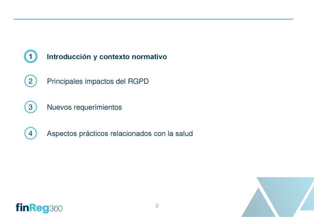1 Introducción y contexto normativo. 2. Principales impactos del RGPD. 3. Nuevos requerimientos.