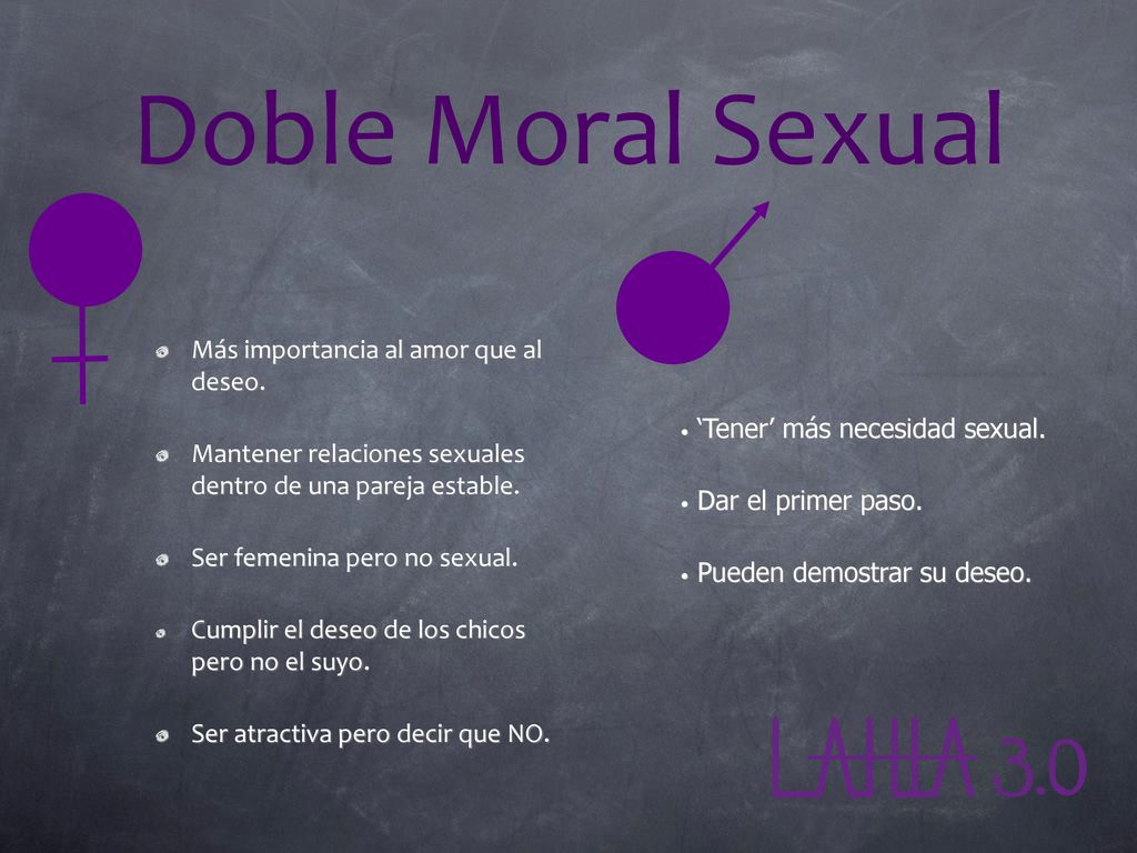 Doble Moral Sexual Más importancia al amor que al deseo.