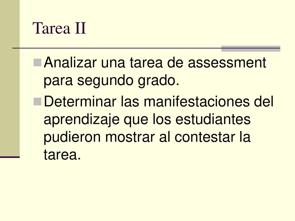 Tarea II Analizar una tarea de assessment para segundo grado.
