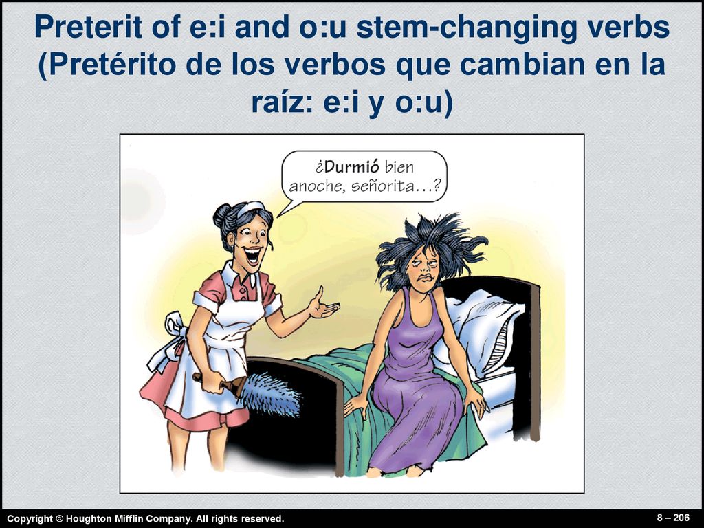 Preterit of e:i and o:u stem-changing verbs (Pretérito de los verbos que cambian en la raíz: e:i y o:u)