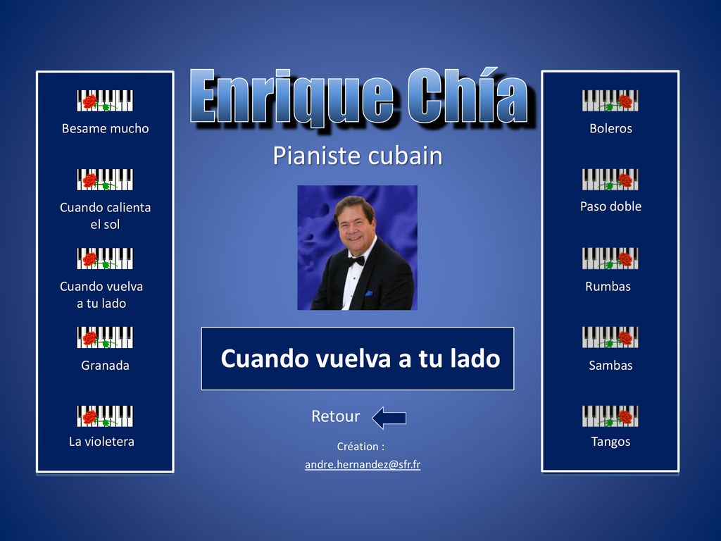 Enrique Chía Pianiste cubain Cuando vuelva a tu lado Retour