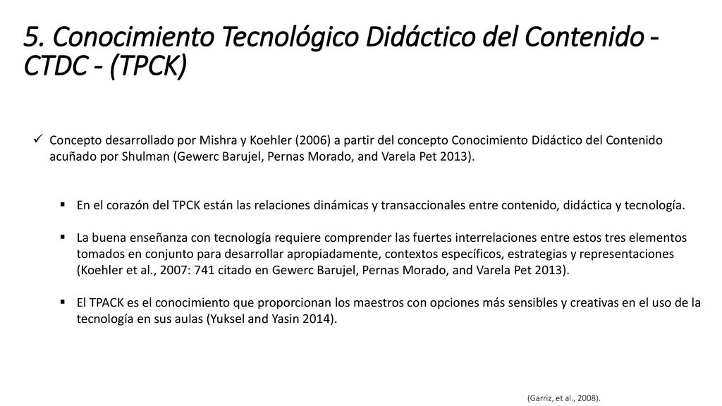 5. Conocimiento Tecnológico Didáctico del Contenido - CTDC - (TPCK)