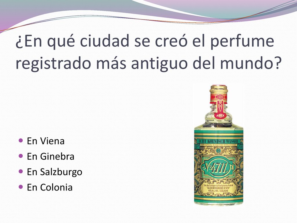 ¿En qué ciudad se creó el perfume registrado más antiguo del mundo