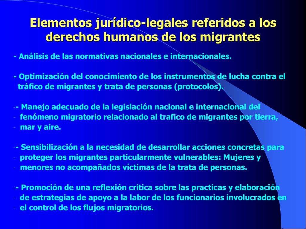 Elementos jurídico-legales referidos a los derechos humanos de los migrantes