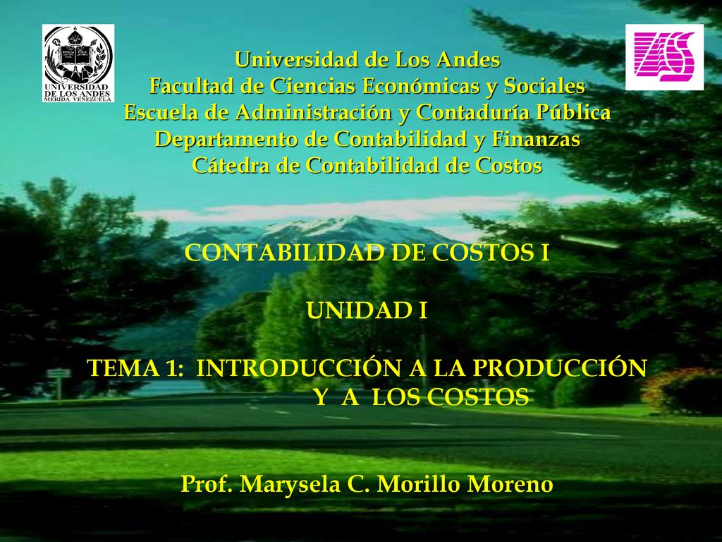 CONTABILIDAD DE COSTOS I UNIDAD I TEMA 1: INTRODUCCIÓN A LA PRODUCCIÓN