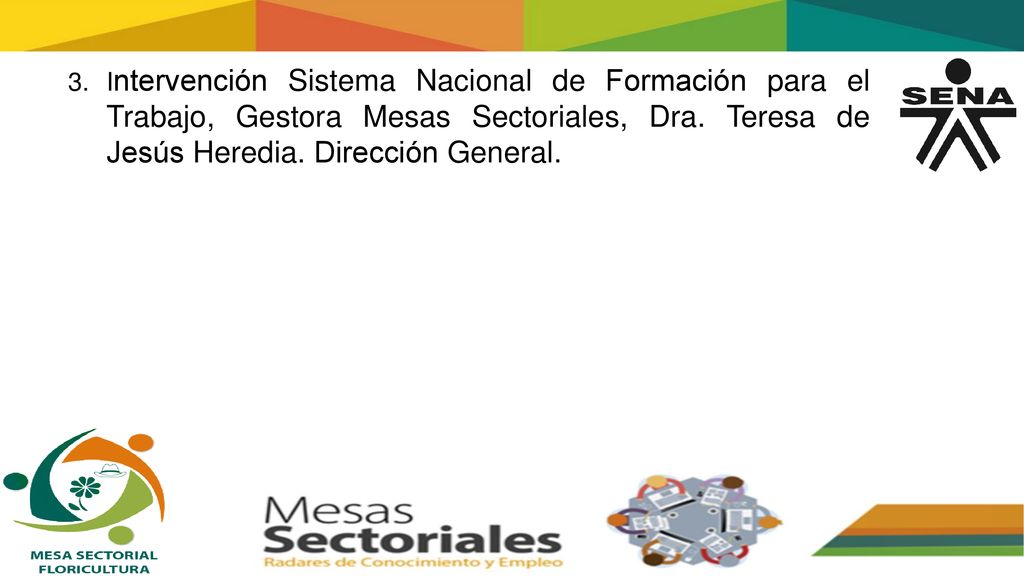 Intervención Sistema Nacional de Formación para el Trabajo, Gestora Mesas Sectoriales, Dra.