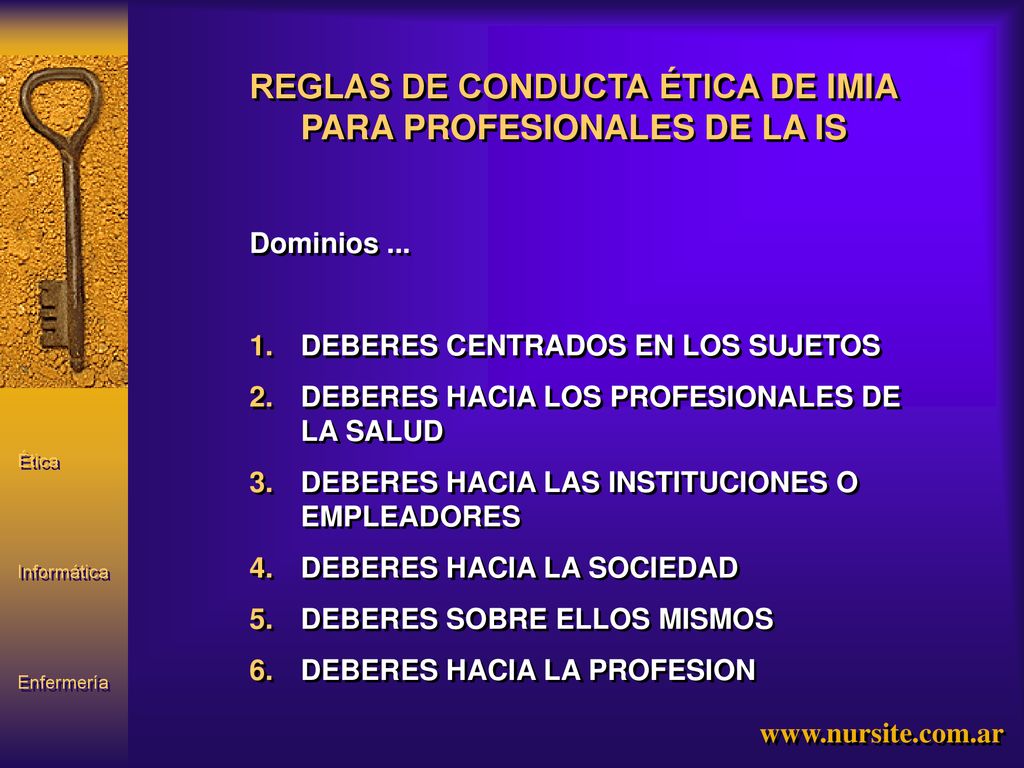 REGLAS DE CONDUCTA ÉTICA DE IMIA PARA PROFESIONALES DE LA IS