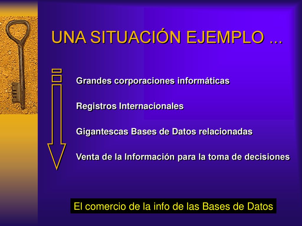 UNA SITUACIÓN EJEMPLO ... El comercio de la info de las Bases de Datos