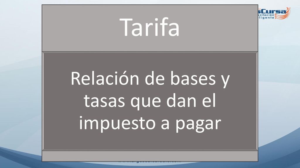 Relación de bases y tasas que dan el impuesto a pagar