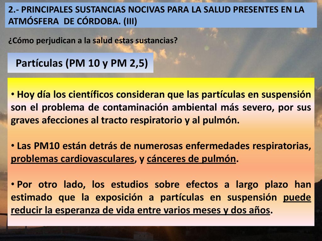 2.- PRINCIPALES SUSTANCIAS NOCIVAS PARA LA SALUD PRESENTES EN LA ATMÓSFERA DE CÓRDOBA. (III)