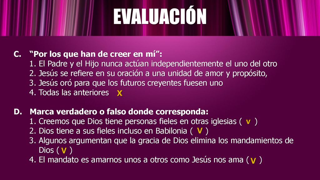 EVALUACIÓN Por los que han de creer en mí :