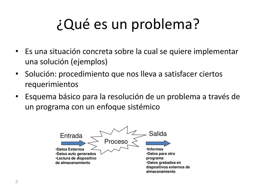 ¿Qué es un problema Es una situación concreta sobre la cual se quiere implementar una solución (ejemplos)