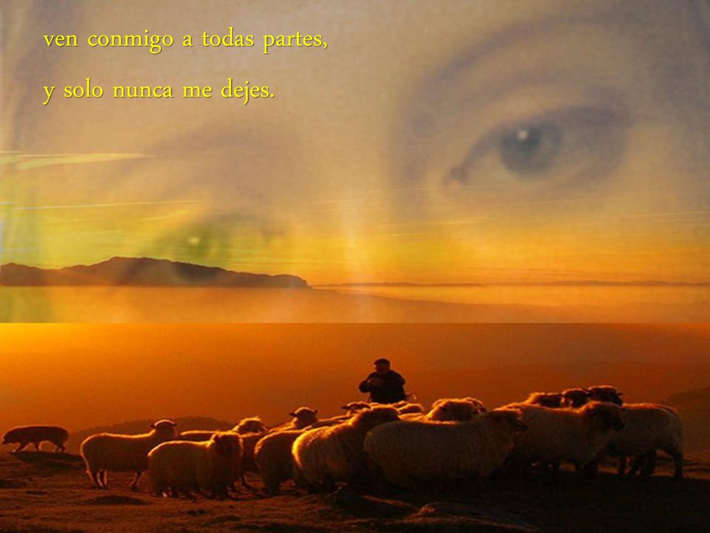 ven conmigo a todas partes, y solo nunca me dejes.