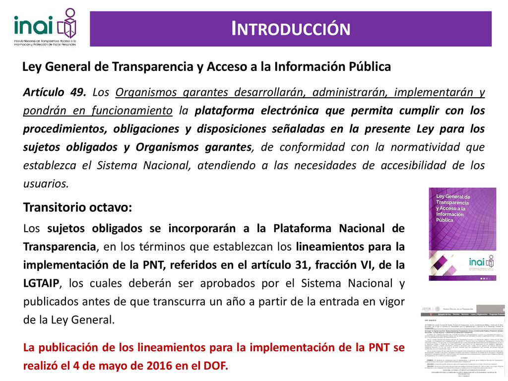 Introducción Ley General de Transparencia y Acceso a la Información Pública.