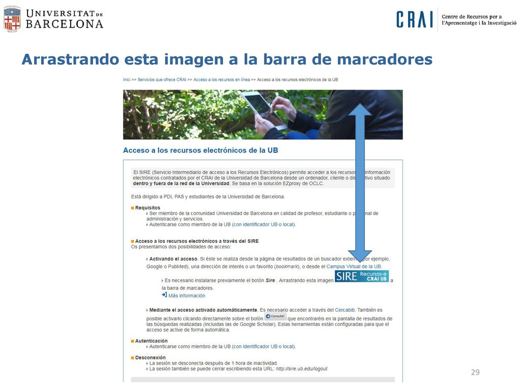 Arrastrando esta imagen a la barra de marcadores