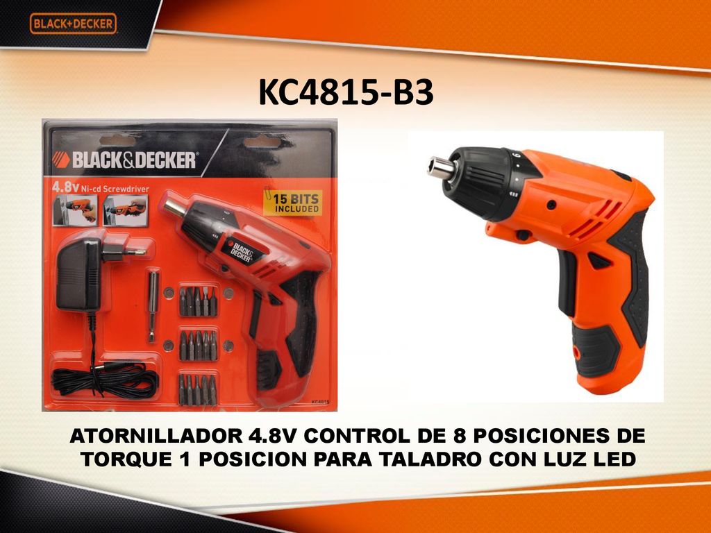 KC4815-B3 ATORNILLADOR 4.8V CONTROL DE 8 POSICIONES DE TORQUE 1 POSICION PARA TALADRO CON LUZ LED