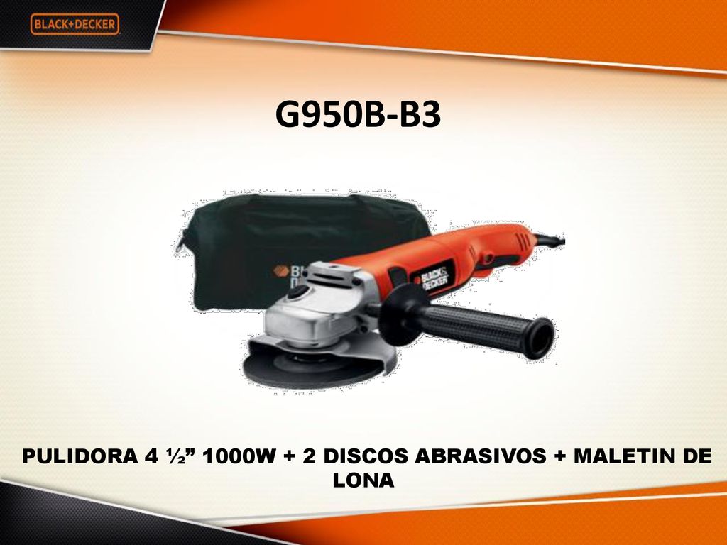 PULIDORA 4 ½ 1000W + 2 DISCOS ABRASIVOS + MALETIN DE LONA