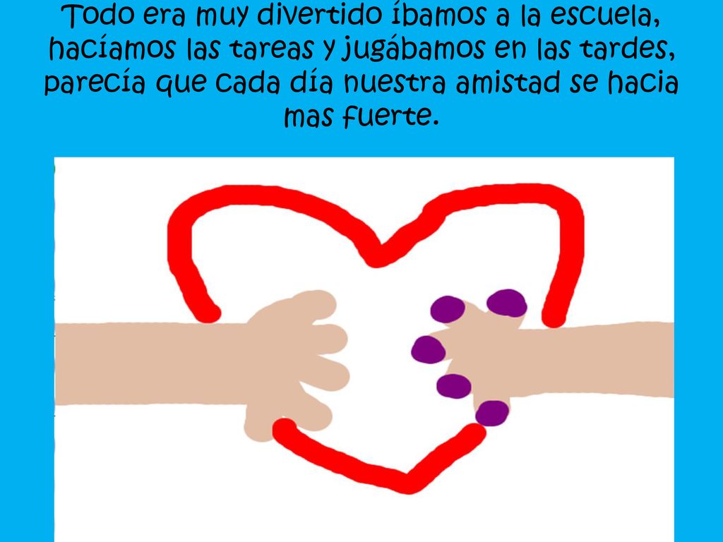 Todo era muy divertido íbamos a la escuela, hacíamos las tareas y jugábamos en las tardes, parecía que cada día nuestra amistad se hacia mas fuerte.