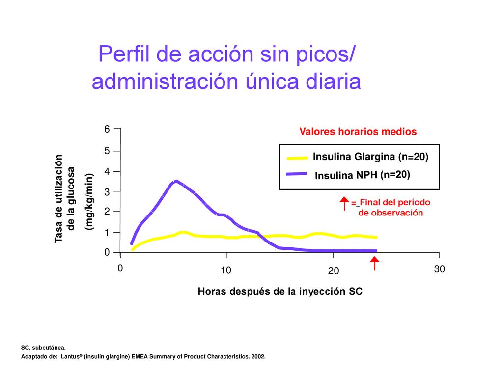 Horas después de la inyección SC Tasa de utilización de la glucosa