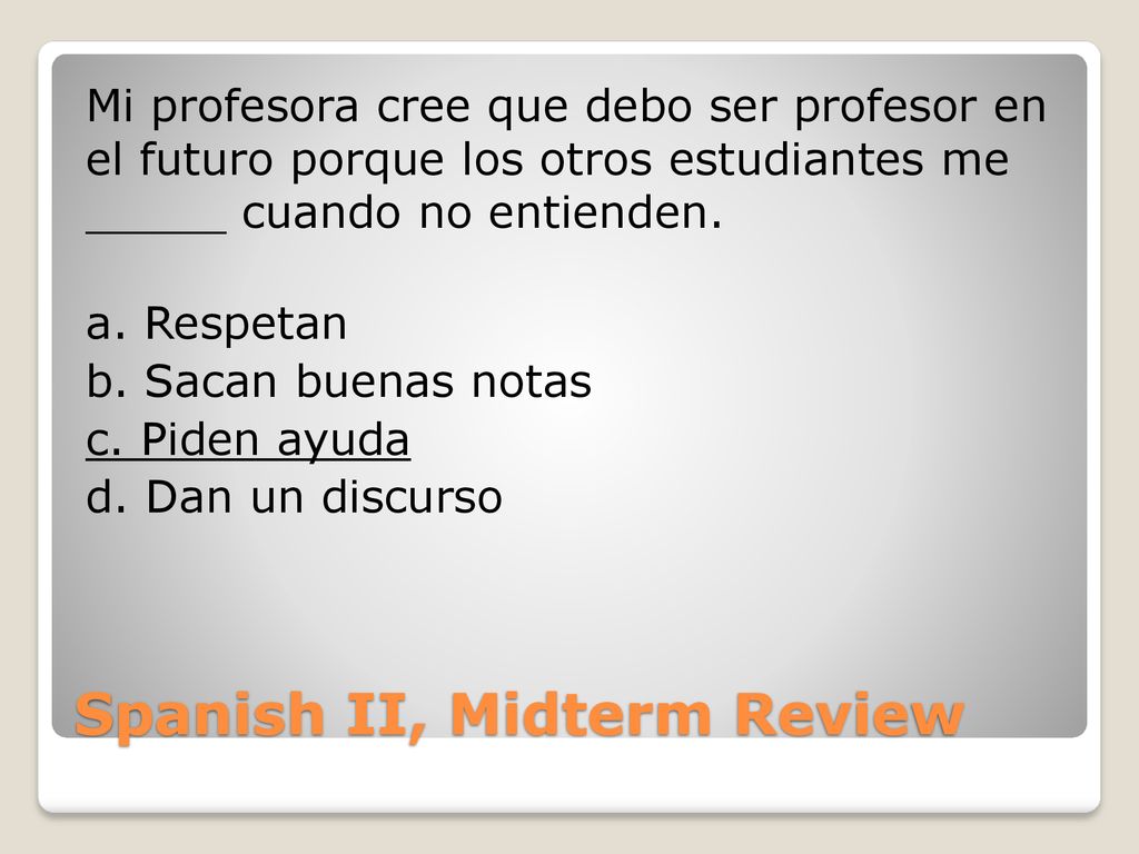 Spanish II, Midterm Exam Review - Ppt Descargar