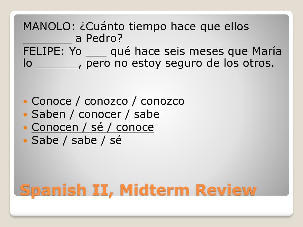 Spanish II, Midterm Exam Review - Ppt Descargar