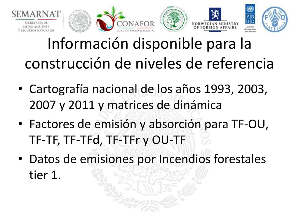 Información disponible para la construcción de niveles de referencia